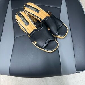 Franco Sarto Black Leather Slide Sandals